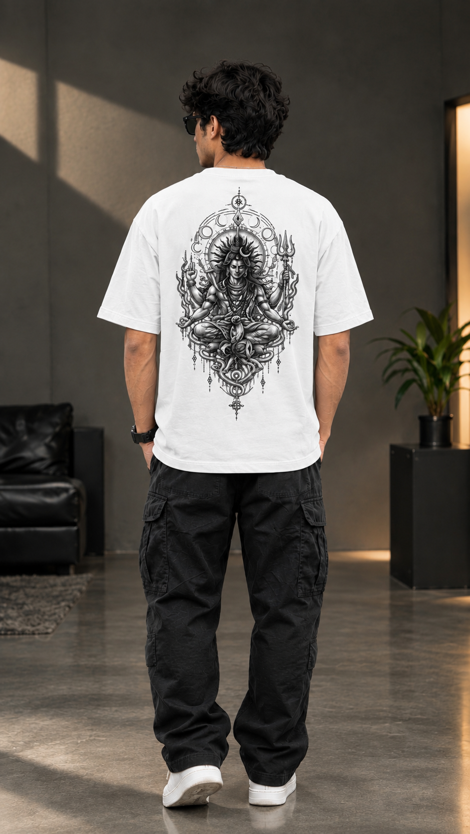 Mahadev Trishul Oversized T-Shirt – Black