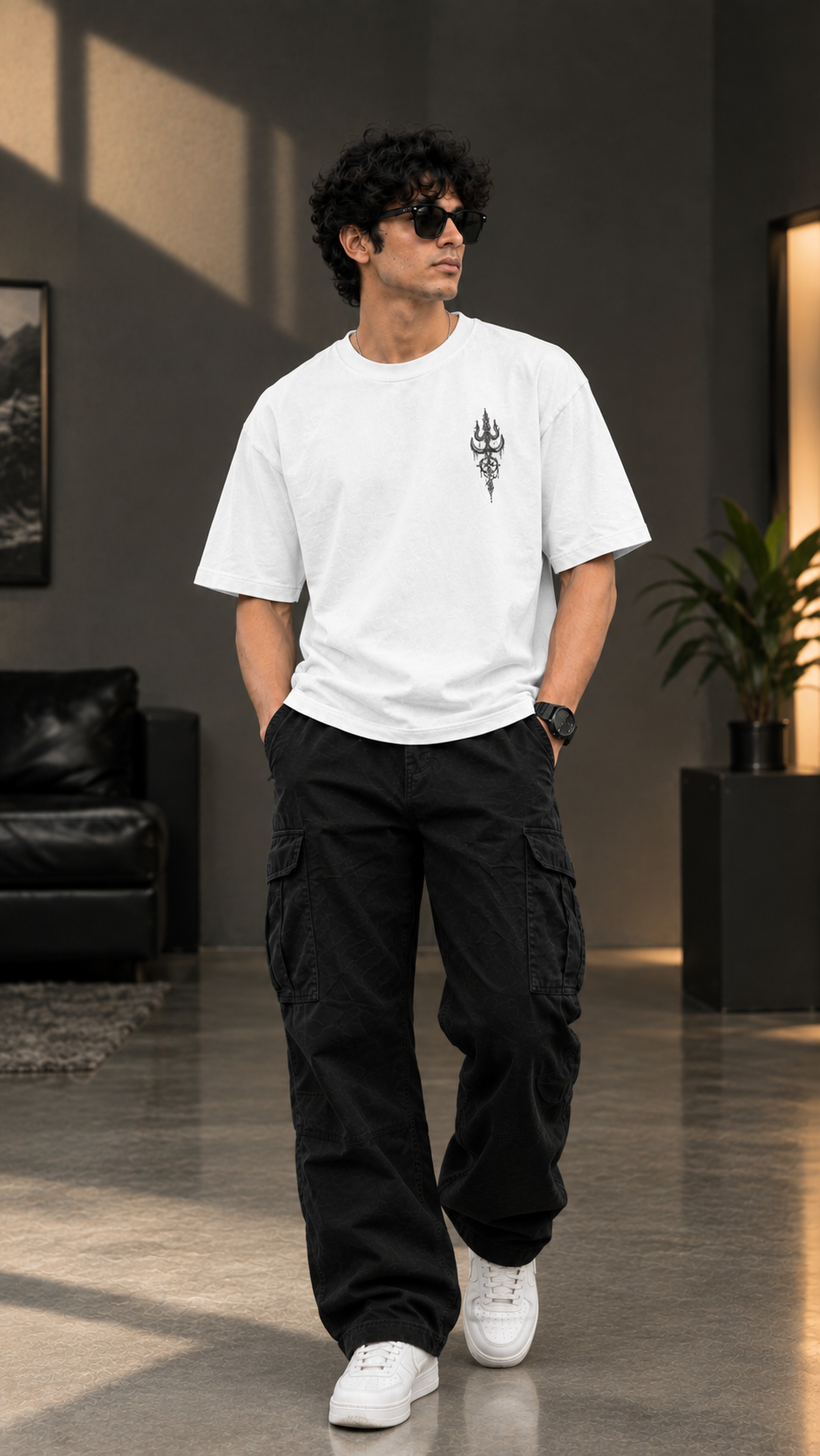 Mahadev Trishul Oversized T-Shirt – Black