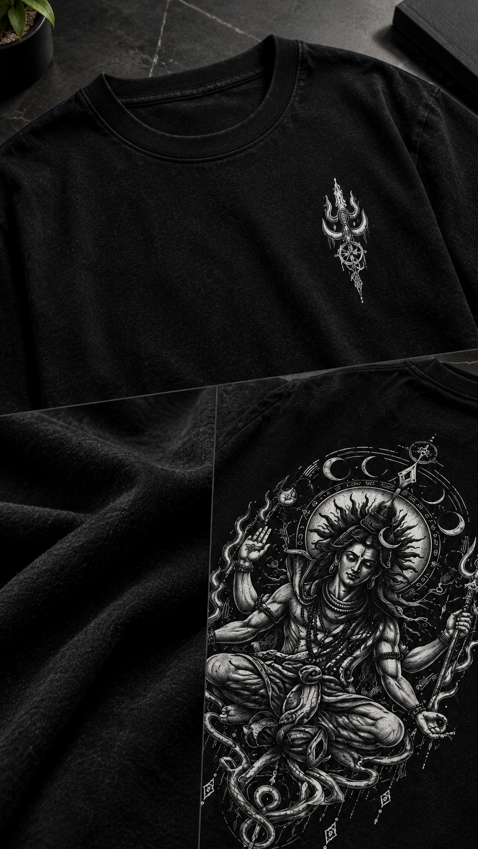Mahadev Trishul Oversized T-Shirt – Black