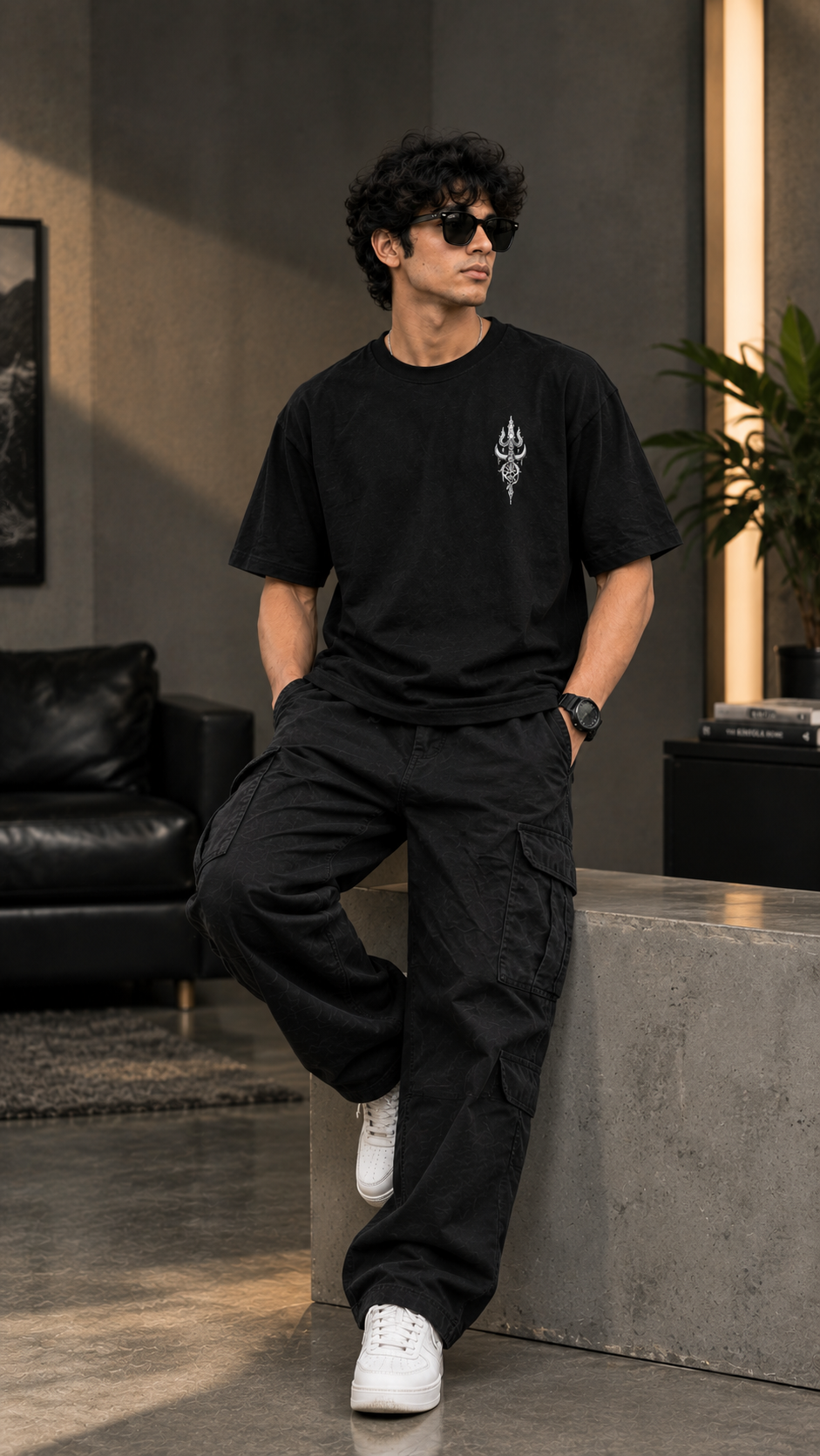 Mahadev Trishul Oversized T-Shirt – Black