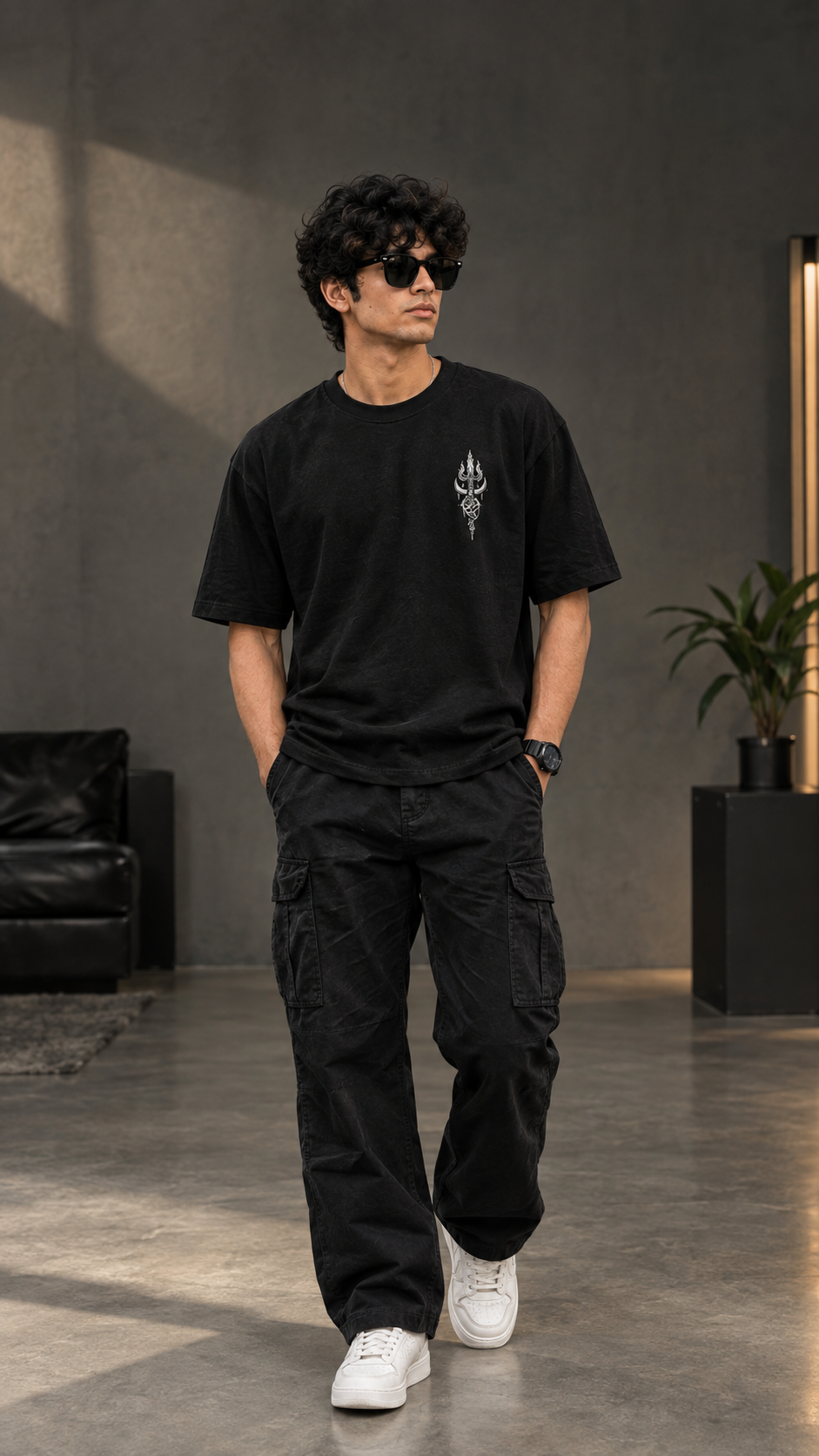 Mahadev Trishul Oversized T-Shirt – Black