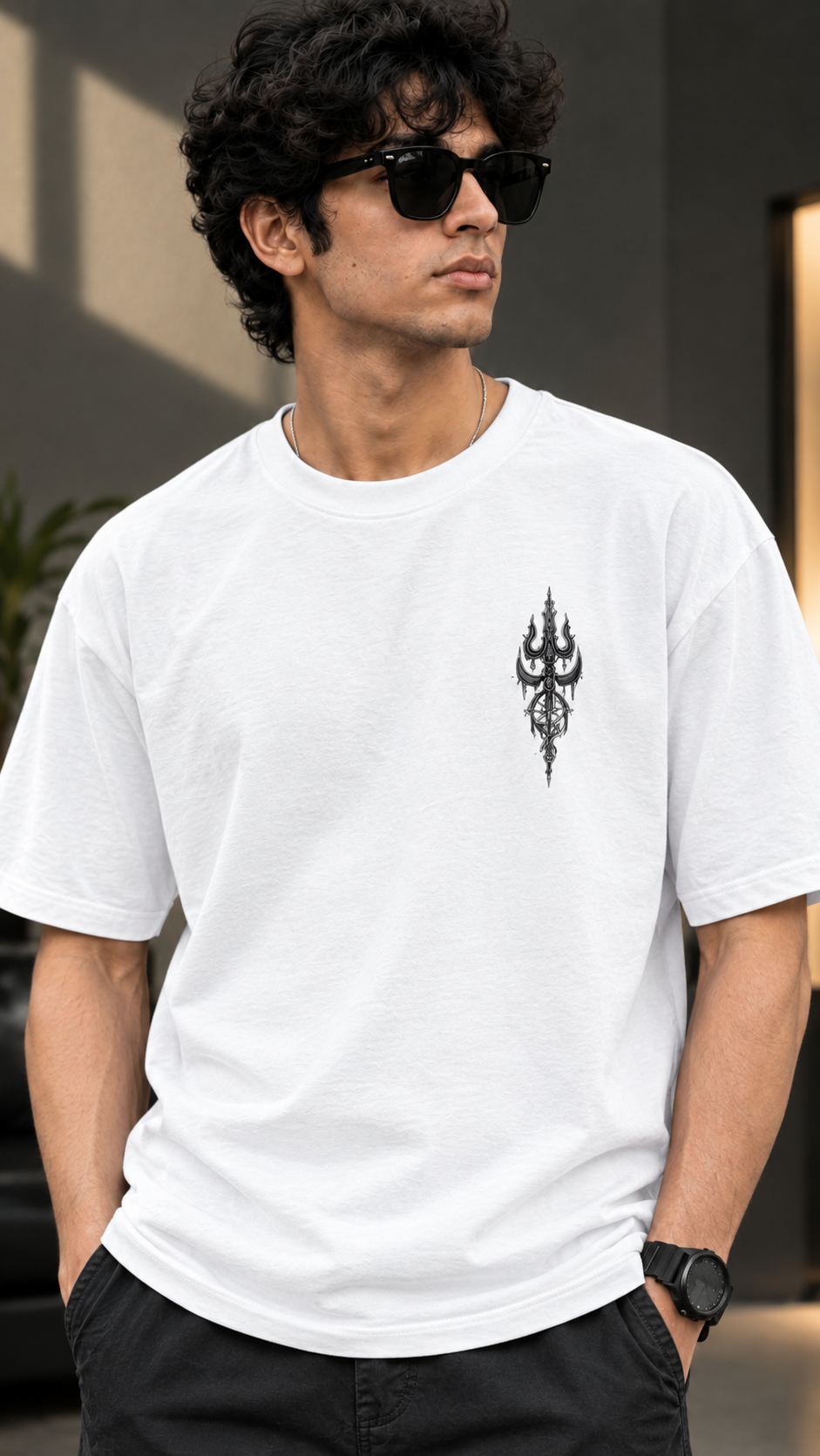 Mahadev Trishul Oversized T-Shirt – Black