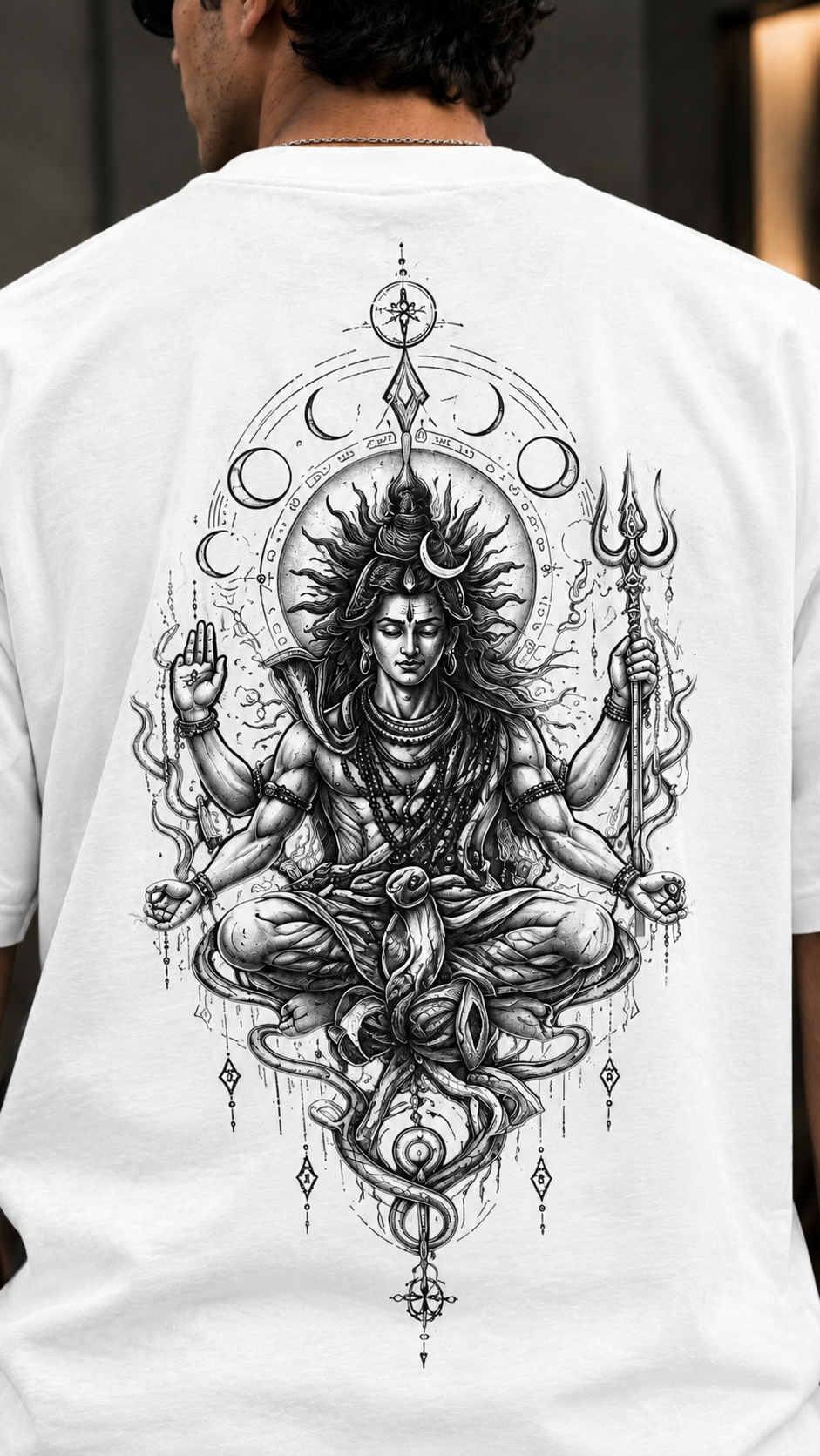 Mahadev Trishul Oversized T-Shirt – Black