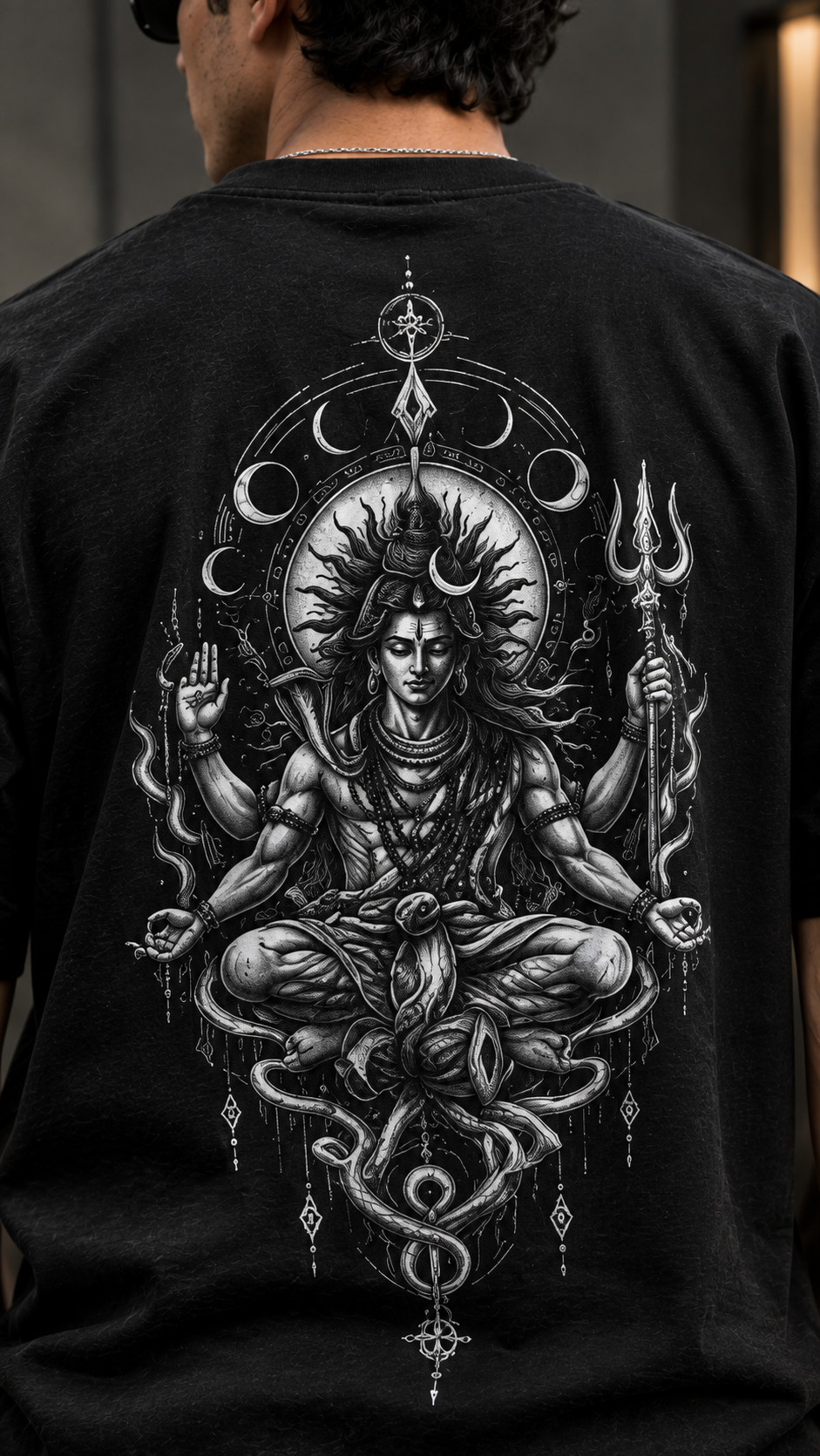 Mahadev Trishul Oversized T-Shirt – Black