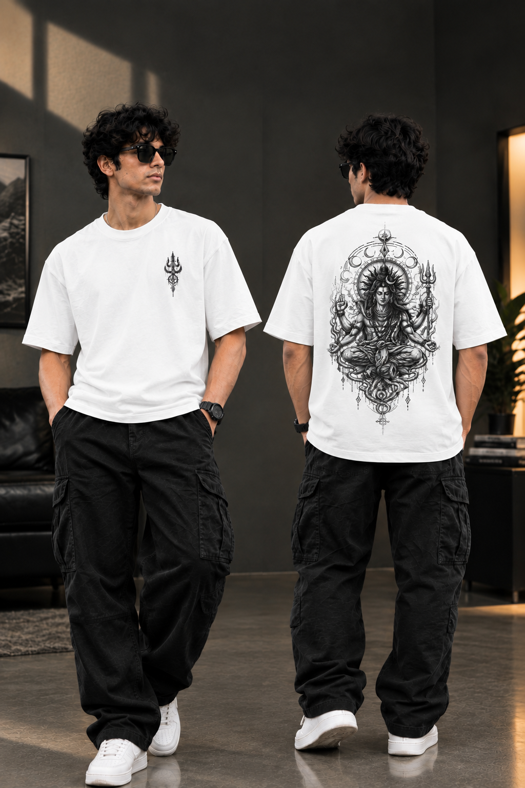 Mahadev Trishul Oversized T-Shirt – Black