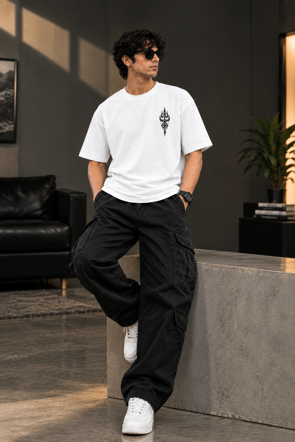 Mahadev Trishul Oversized T-Shirt – Black