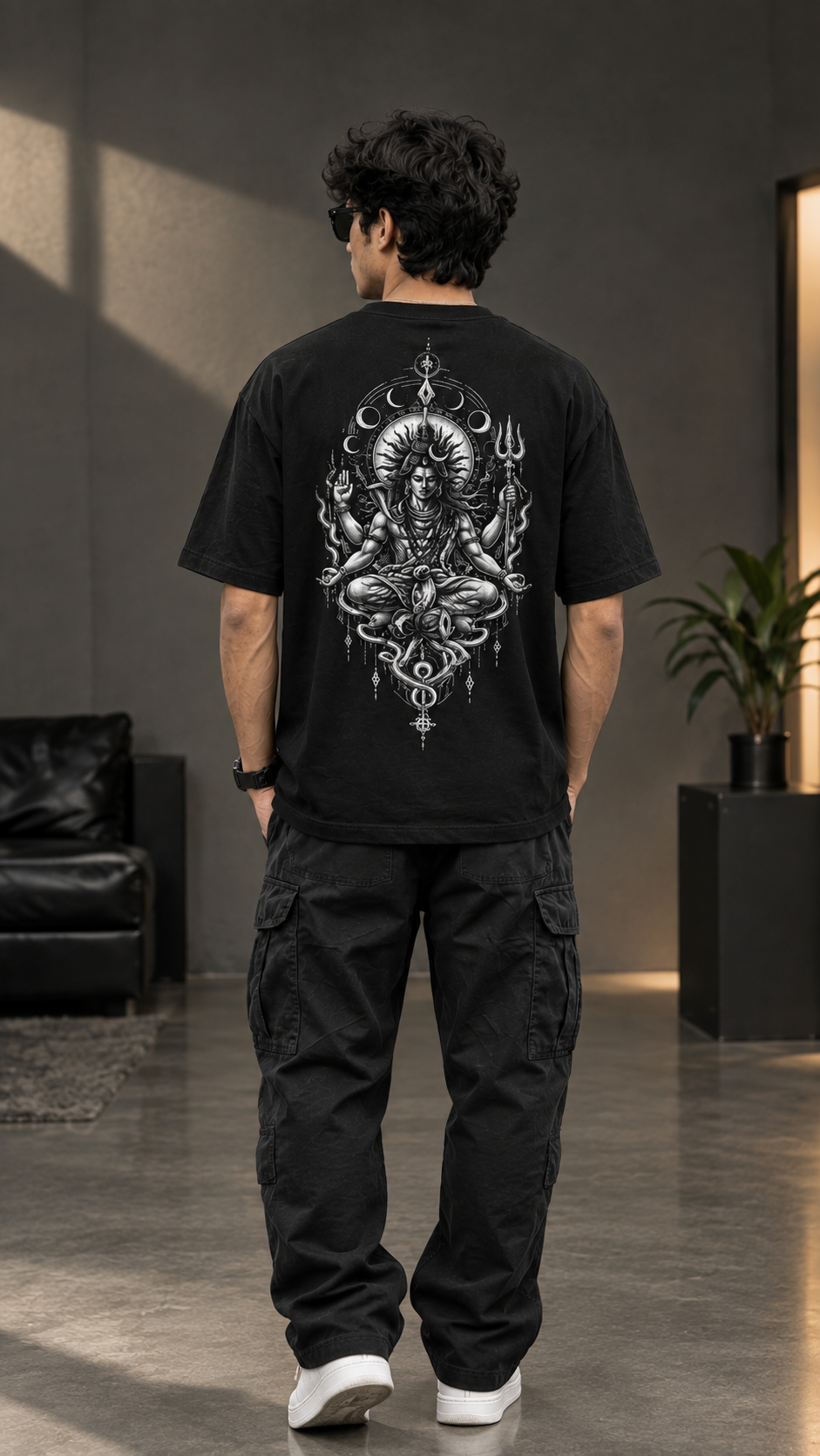 Mahadev Trishul Oversized T-Shirt – Black