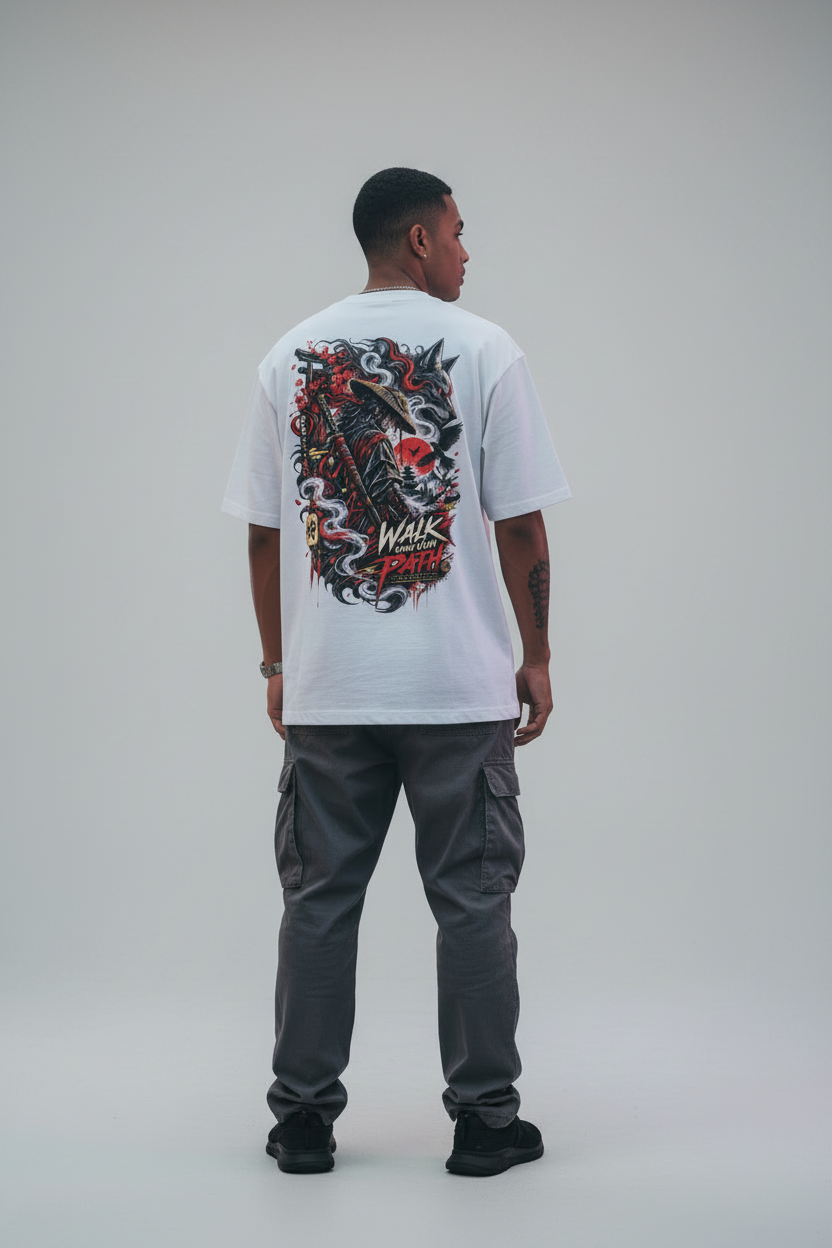Walk Your Own Path — Model Streetwear Back Shot
